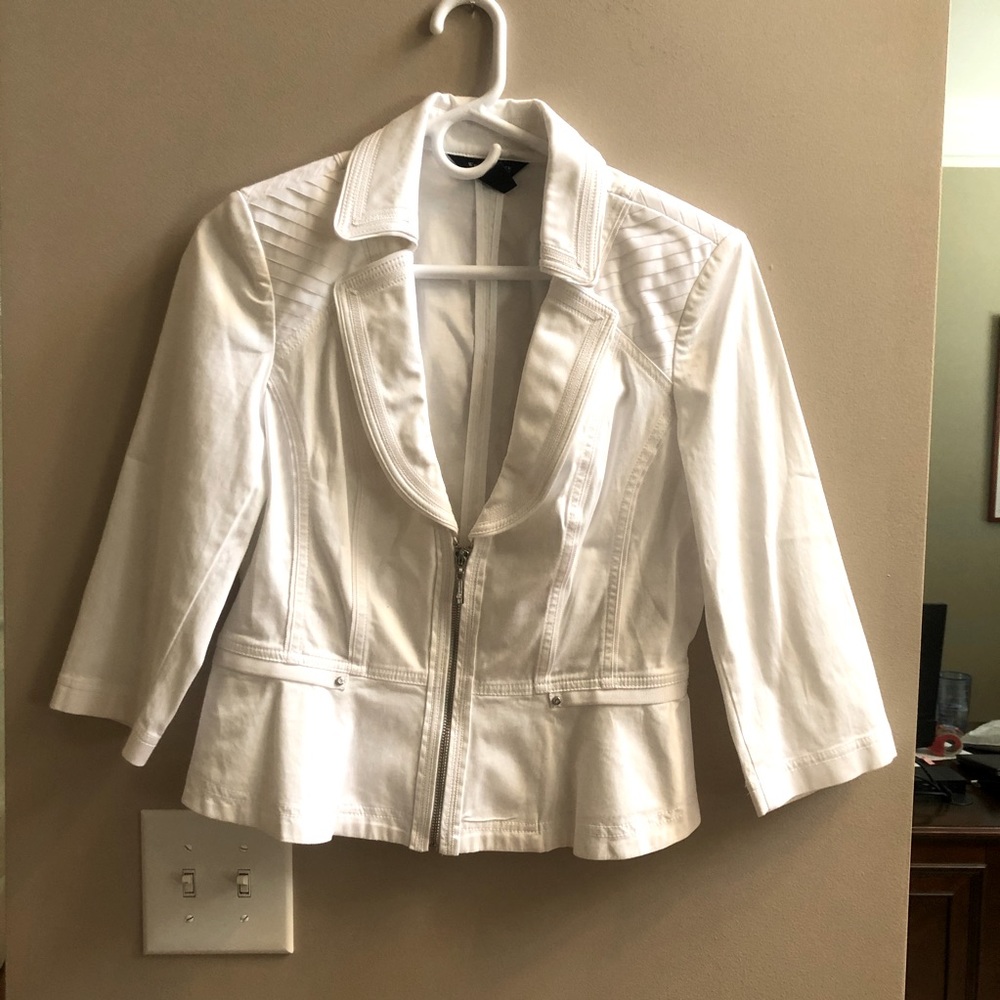 White House Black Market White Peplum Zip Blazer